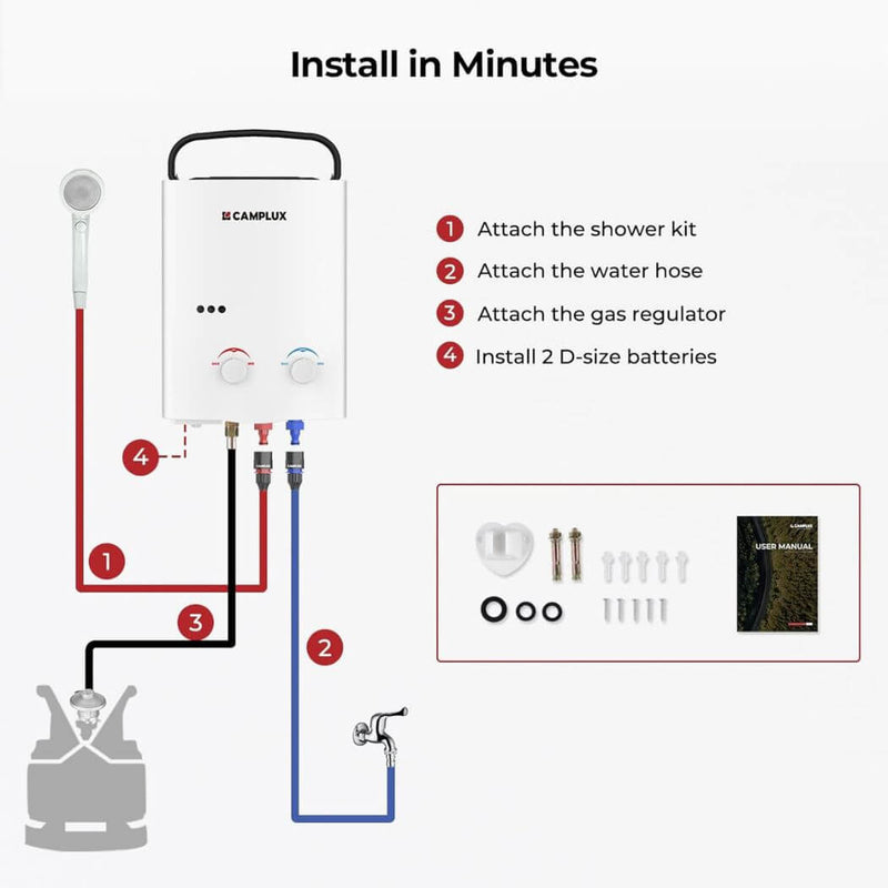 Camplux AY132 Portable Propane Water Heater