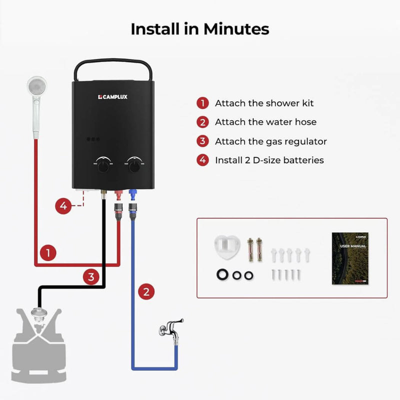 Camplux AY132B Portable Propane Water Heater