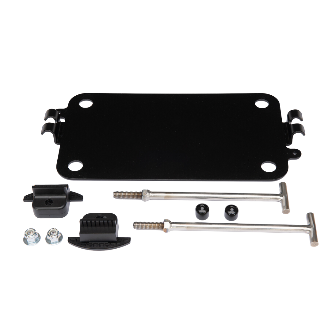 Single mounting kit with black plastic clips designed for Group 27 batteries.
