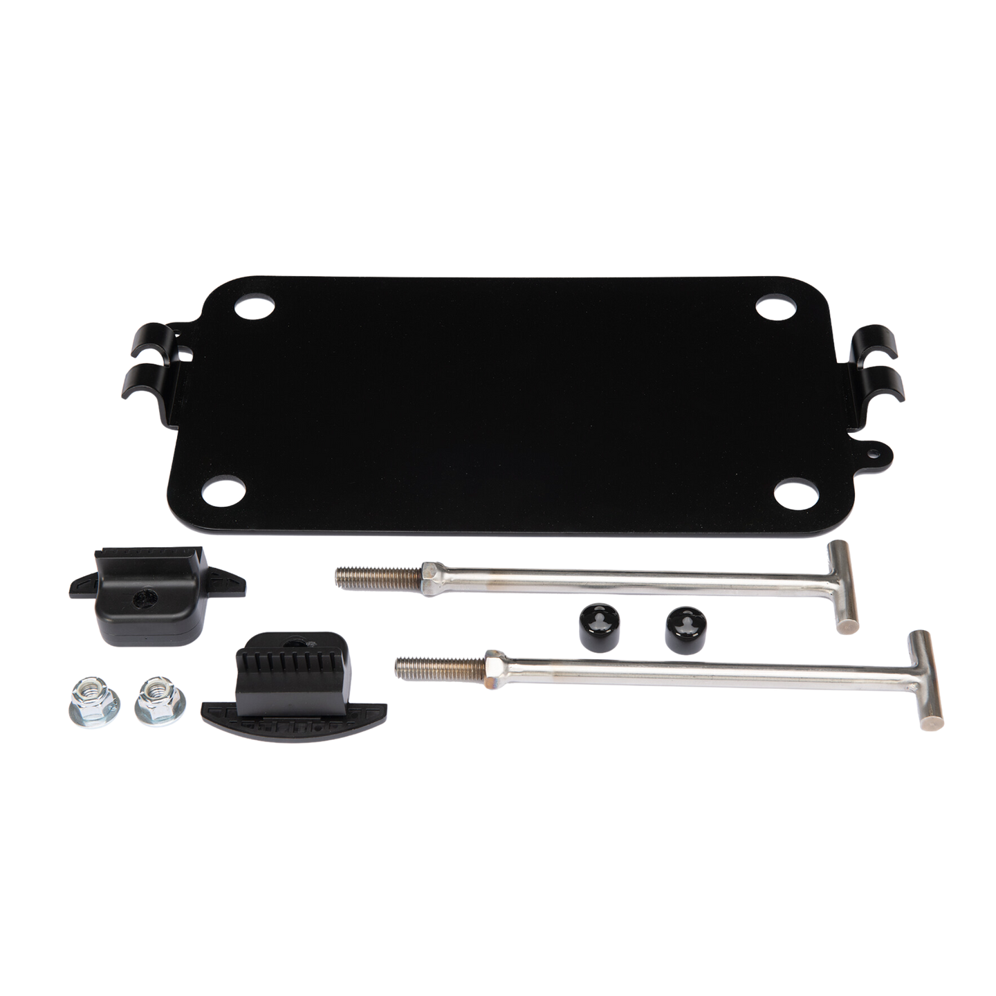 Single mounting kit with black plastic clips designed for Group 27 batteries.