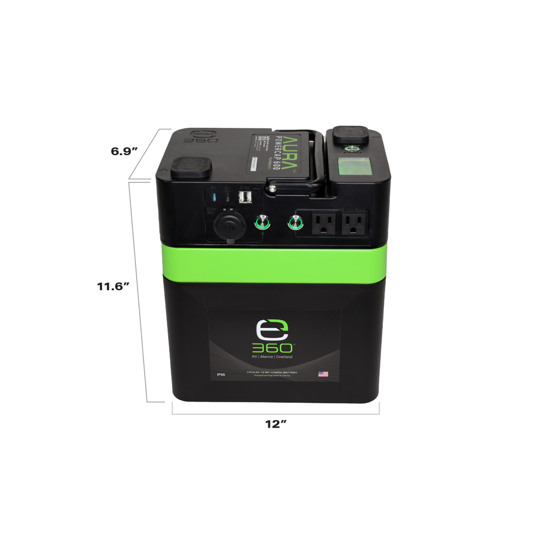 AURA 60AH power system bundle including a black battery and charging accessories.