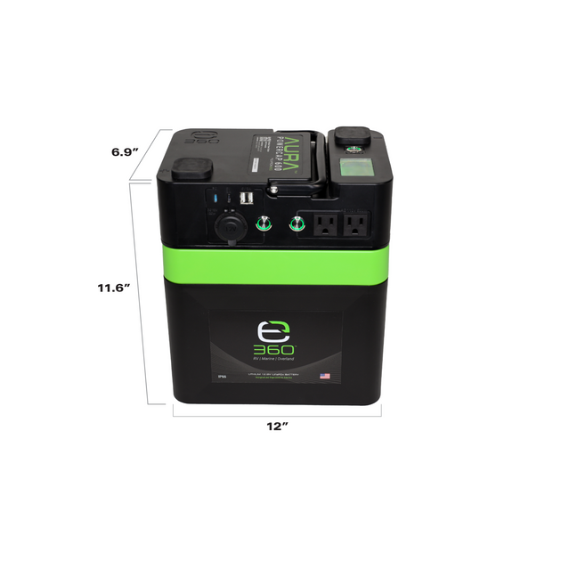 AURA 60AH power system bundle including a black battery and charging accessories.