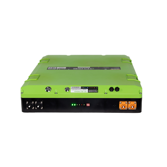 Expion360 48V 60Ah LiFePO4 lithium battery with Bluetooth and heated features in black.