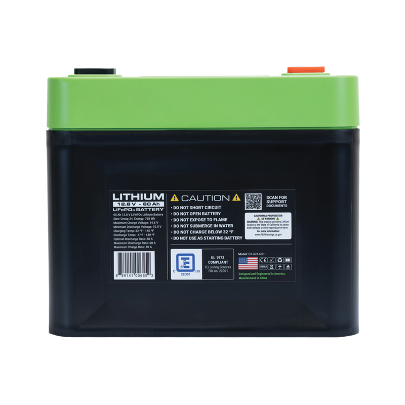Expion360 12V 60Ah LiFePO4 Lithium Battery Group 24