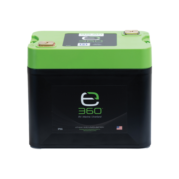 Expion360 12V 95Ah LiFePO4 lithium battery, Group 24 design with black casing and connectors.
