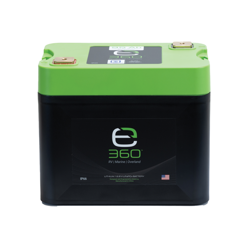 Expion360 12V 95Ah LiFePO4 lithium battery, Group 24 design with black casing and connectors.