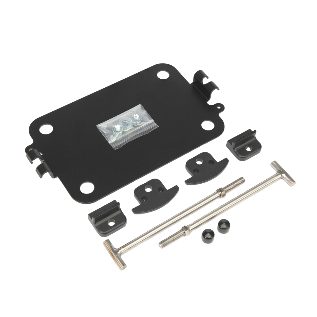 Single mounting kit with black plastic clips designed for Group 24 battery installation.