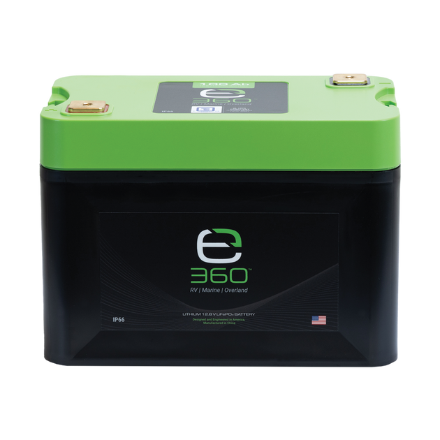 Expion360 12V 100Ah LiFePO4 lithium battery, Group 27 design.