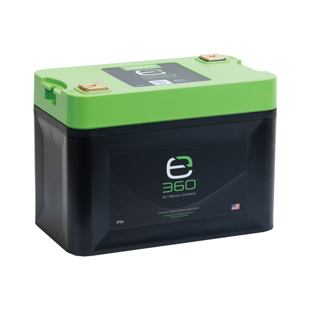 Expion360 12V 100Ah LiFePO4 lithium battery, Group 27 design.