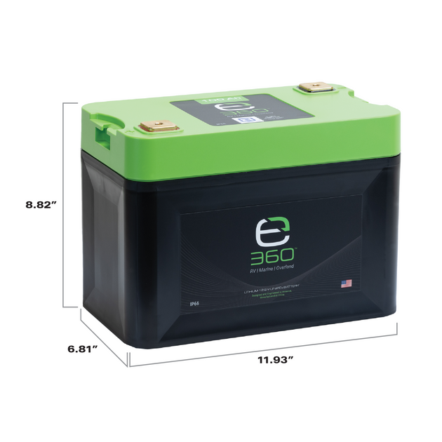 Expion360 12V 100Ah LiFePO4 lithium battery, Group 27 design.