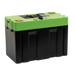 Expion360 12V 100Ah LiFePO4 lithium battery with Group 27 dimensions, Bluetooth icon, and heated case.