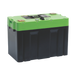 Expion360 12V 132Ah LiFePO4 lithium battery with Group 27 dimensions, Bluetooth feature, and heated terminals.