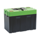 Expion360 12V 132Ah LiFePO4 lithium battery with Group 27 dimensions, Bluetooth feature, and heated terminals.