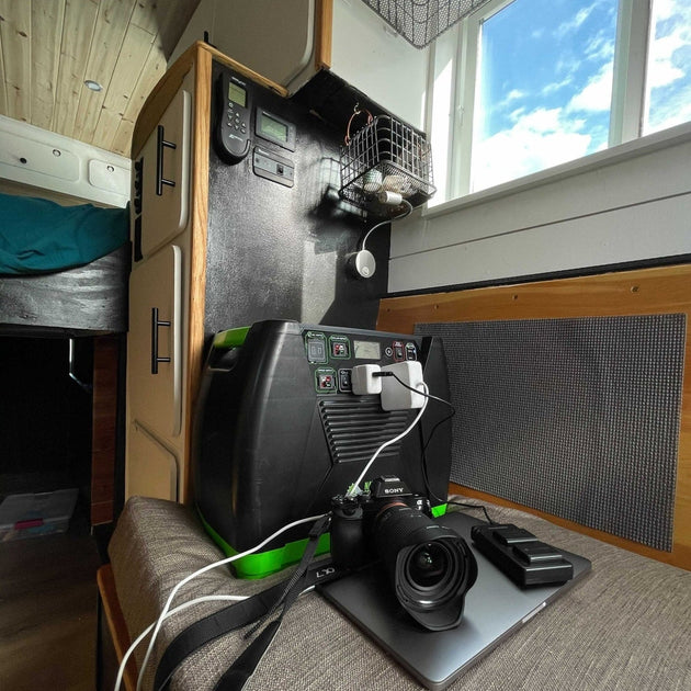 Scene Nature's Generator Elite charging Laptop and Camera