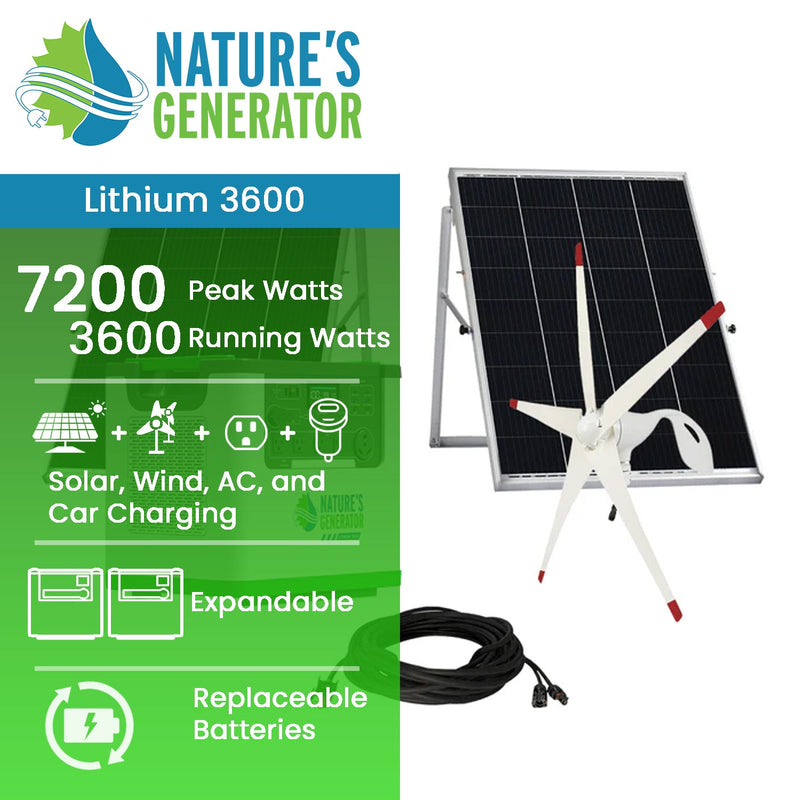 Nature's Generator Lithium 3600 Solar and Wind Generator NG3600