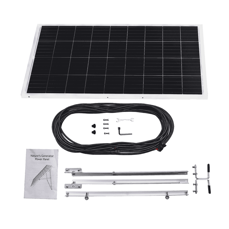 Nature's Generator Accessories Elite Power Pod NGEP01 solar panel kit with connectors and installation manual.