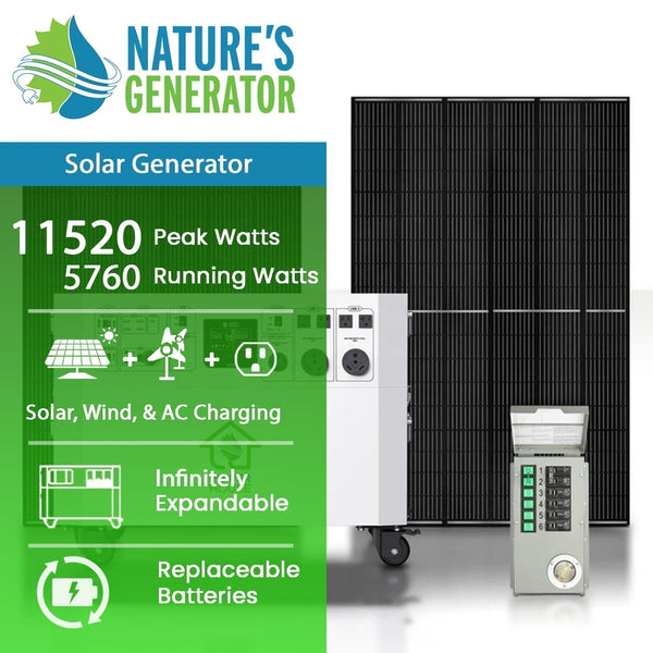 Nature's Generator Powerhouse with Solar Panel and Transfer